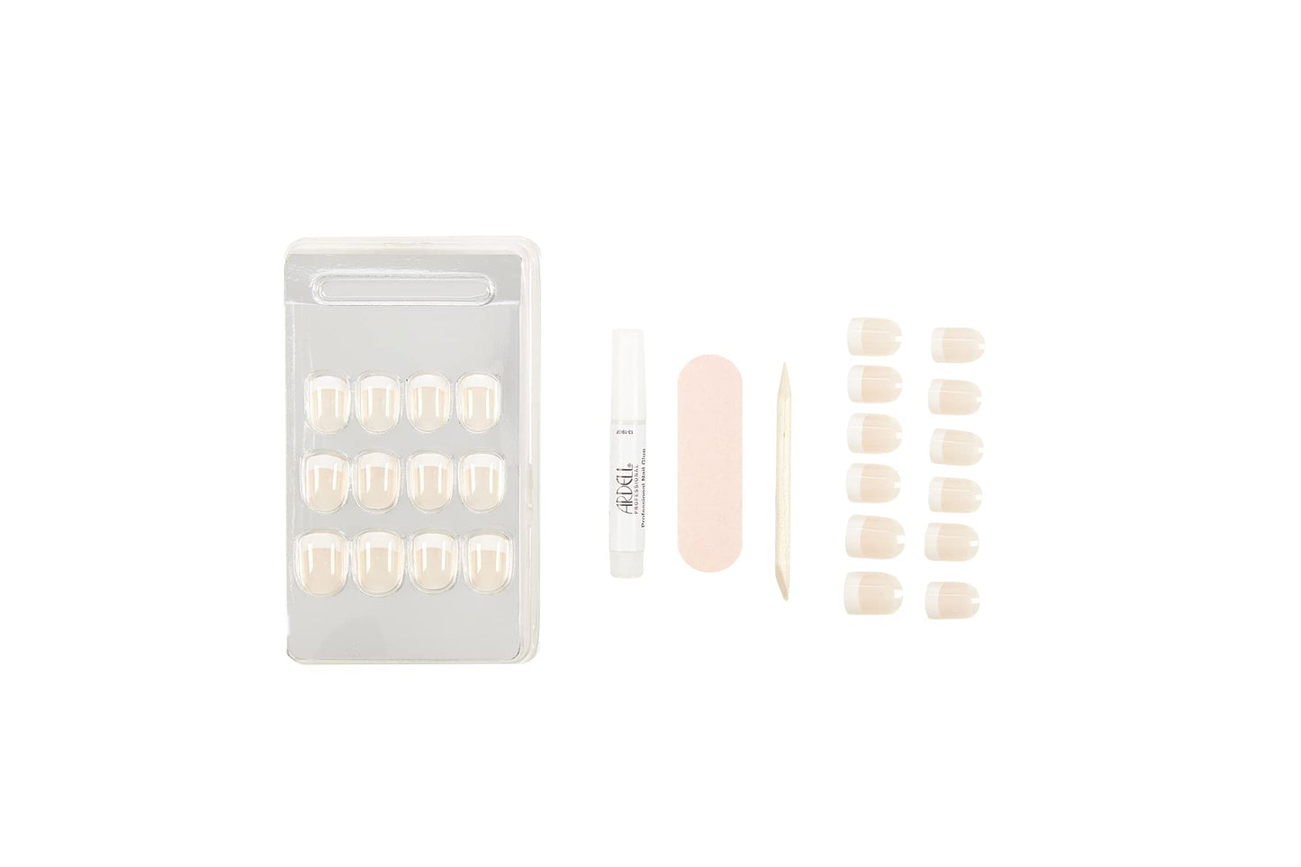 Ardell Nail Addict Press On Nails Artificial Nail Kit - Classic French Tips, Reusable Acrylic Fake Nails, 24 Nails (Pack of 2)