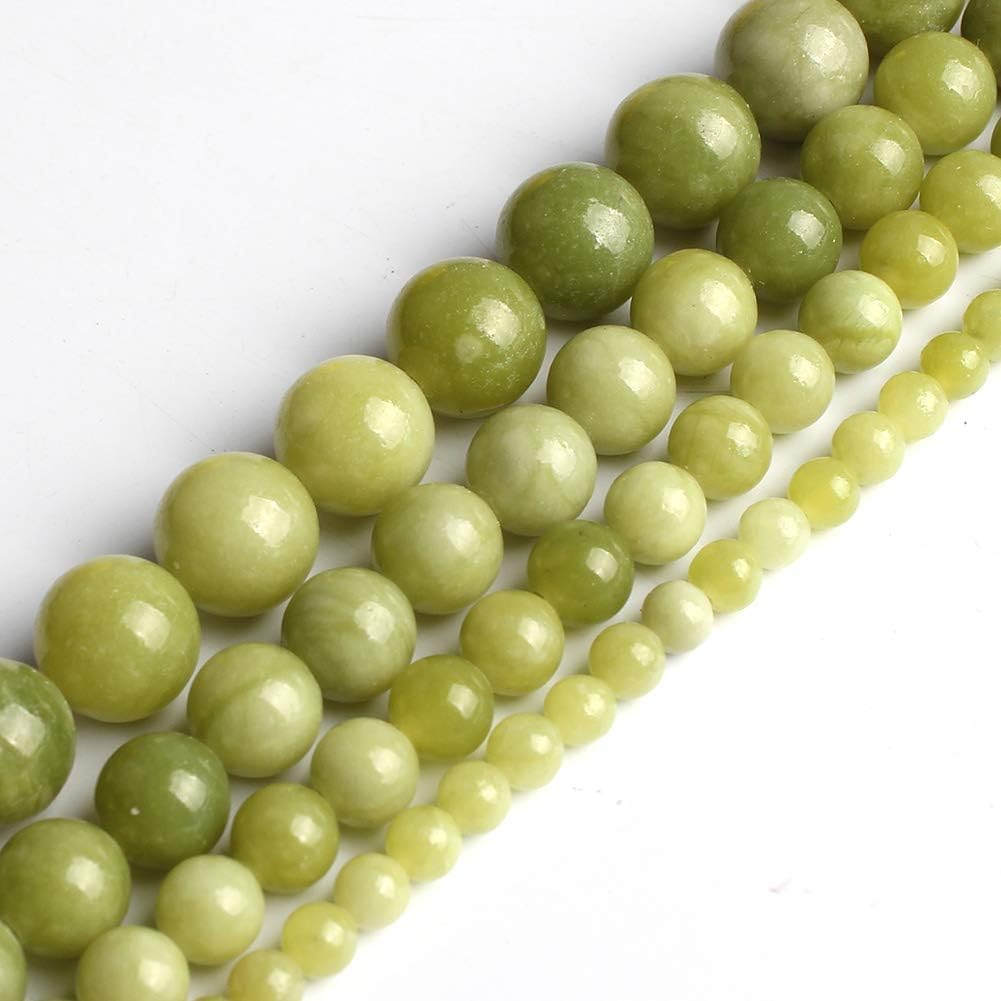 Yochus 45pcs Green China Jade Beads，8mm Natural Stone Round Loose Beads for Jewelry Making Earring Necklace DIY Crafts