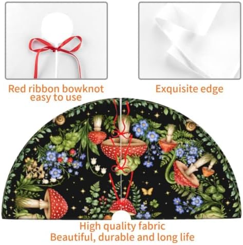 Mushroom Frog Christmas Tree Skirt Xmas Tree Skirt, Winter Christmas Tree Mat for Home Party Holiday Indoor Outdoor Decorations