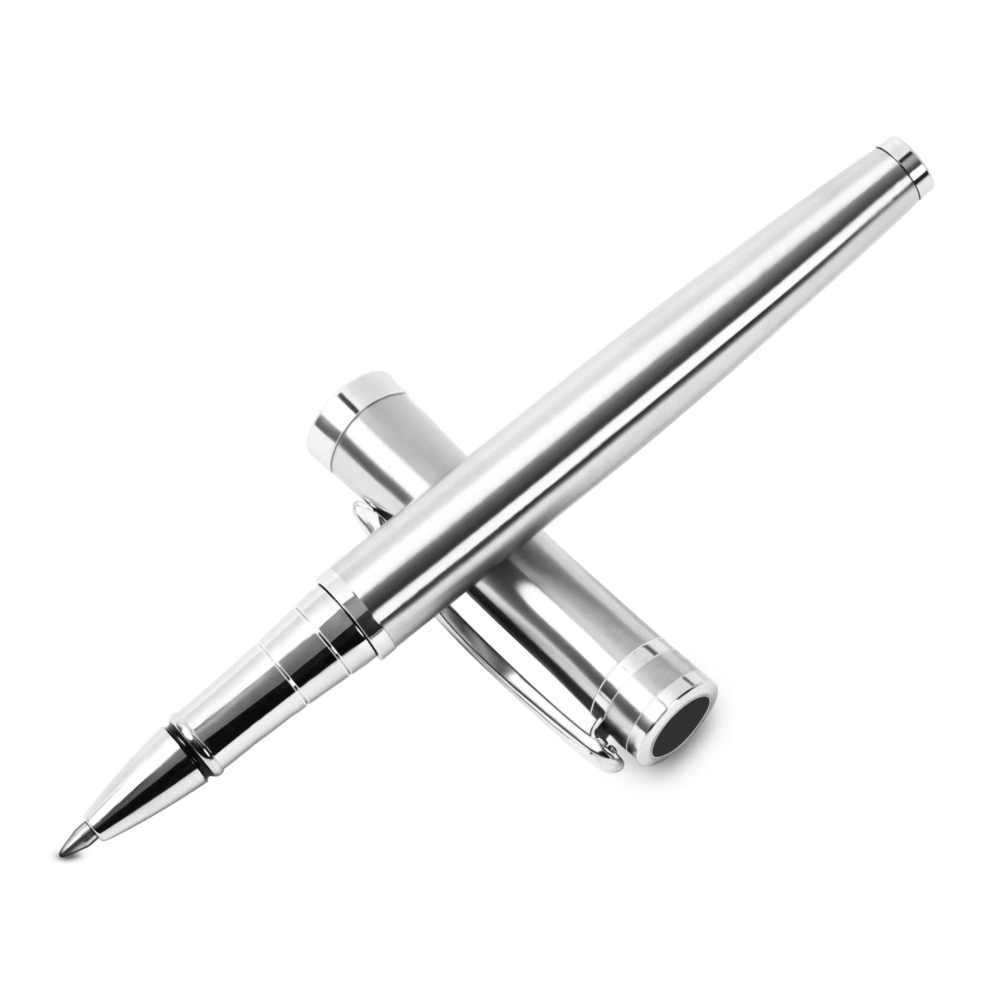 DSKPRTE Ballpoint pen with Gift Box, Luxury Writing Pen with 2 Extra Black Ink Refills Executive Pens Line width 0.5mm Business Pen Fancy Pen set for Men &Women. (Silver)