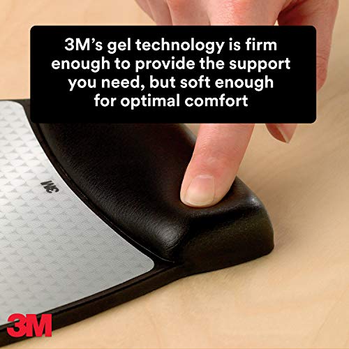 3M Precise Mouse Pad with Wrist Rest, Soothing Comfort with Durable, Easy-to-Clean Leatherette Cover, Optical Mouse Performance, 9.2 in x 8.7 in, Black (MW310LE)