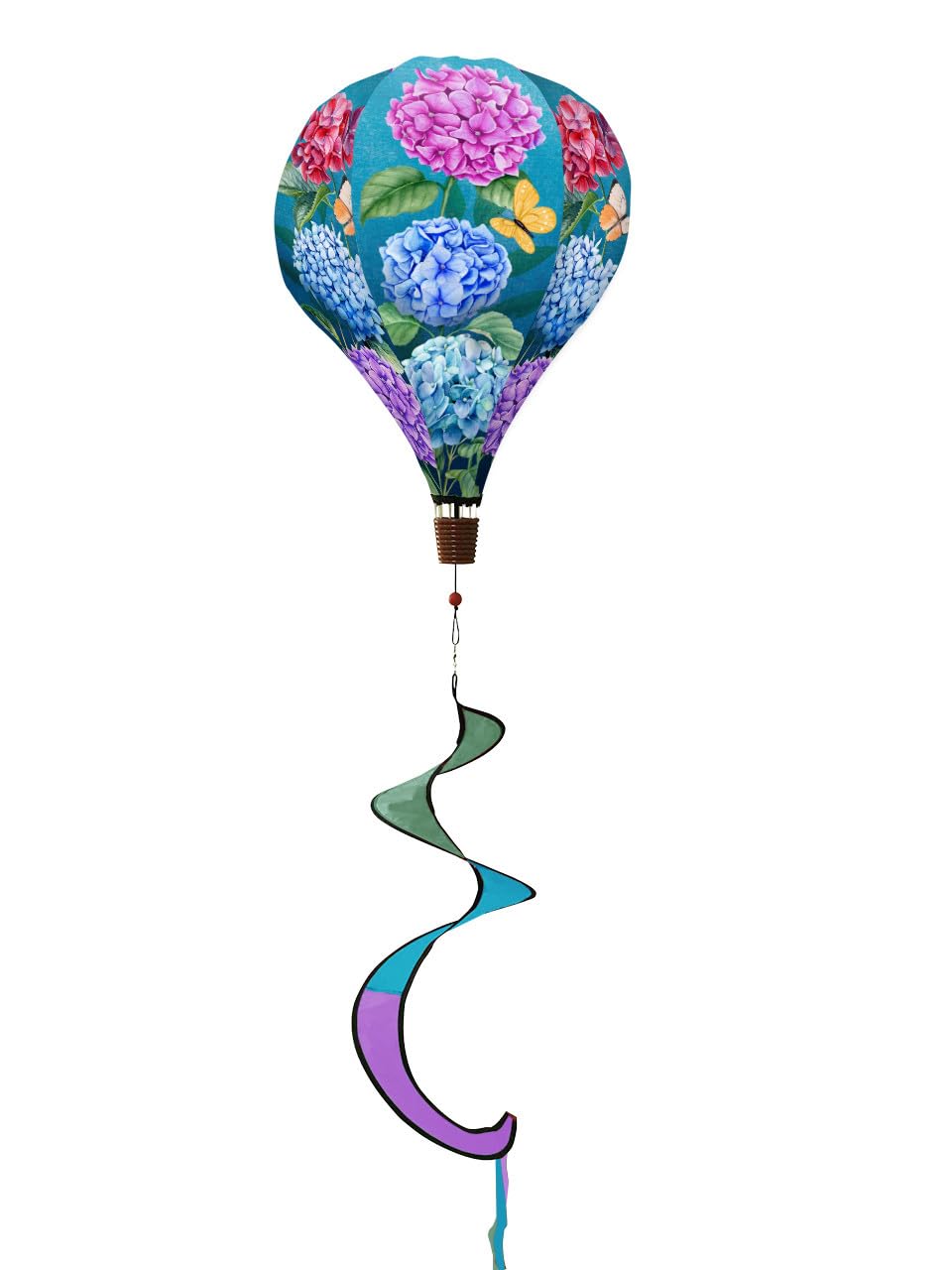 Colorful Hydrangea Spring Hot Air Balloon Wind Twister 54" x 12" Briarwood Lane