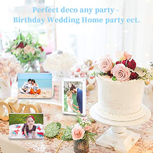 Acrylic Photo Frame 5x7-3 Pack Clear Double Sided Magnetic Picture Frameless Desktop Display with Photo Frame Support Stand Best Gift for Family, Baby, Document Photo Frames- Free Soft Microfiber - size: 5x7"-3