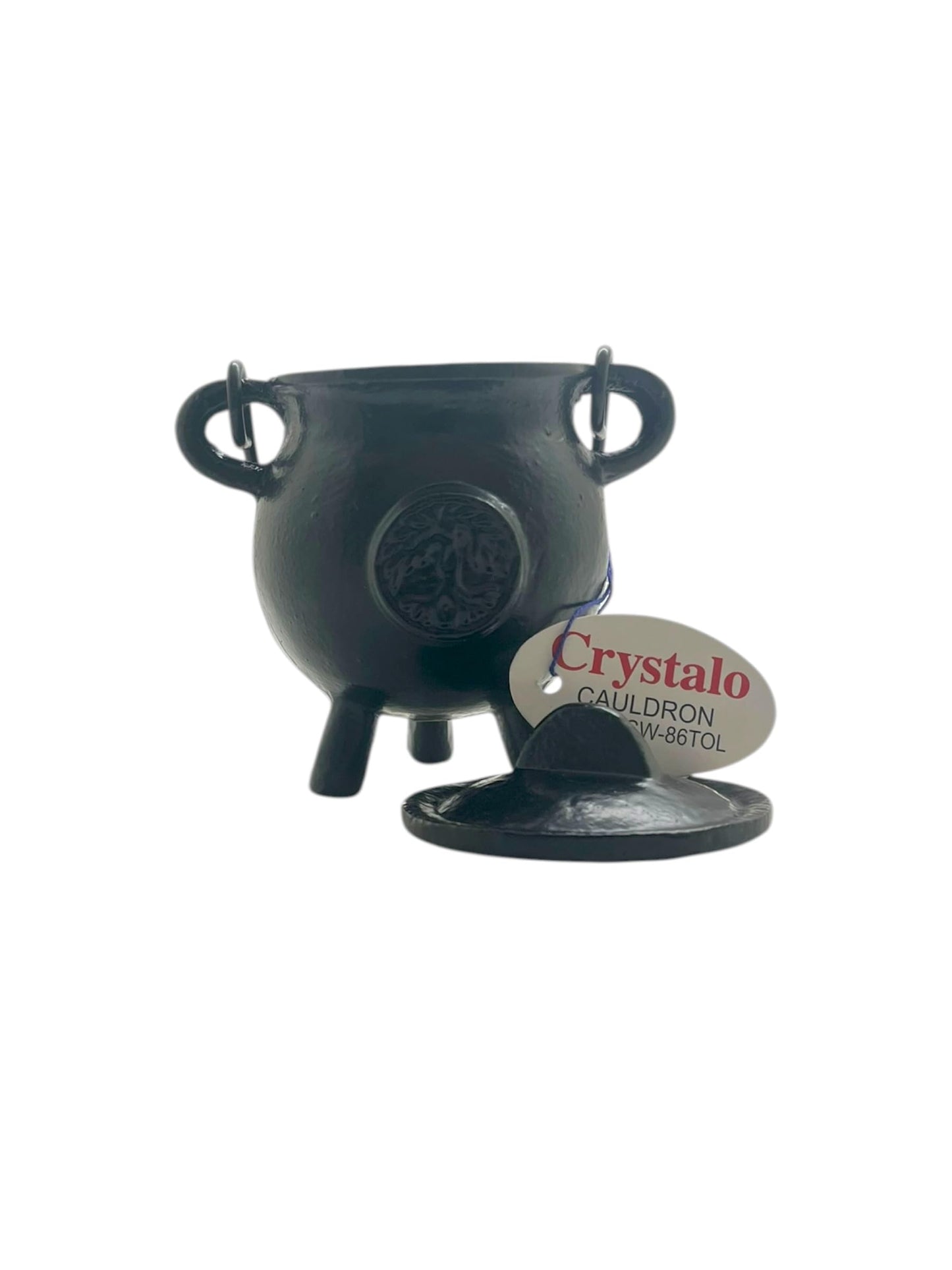 Crystalo - Cast Iron Cauldron with Lid (Tree of Life, 2.5"D 4.25"H)