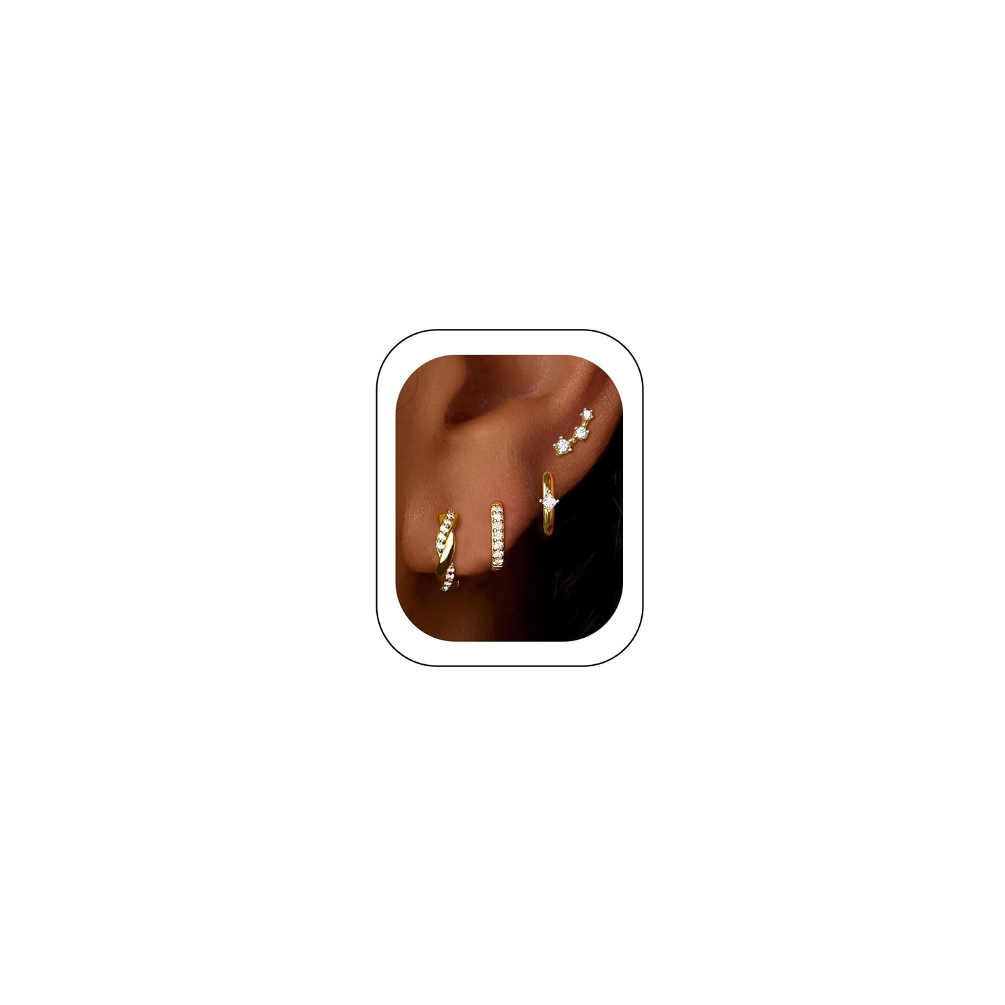 Gold Stud Earrings for Women, 6 Pairs 14K Hypoallergenic Cartilage Earrings for Multiple Piercing, Dainty Small Stackable Gold Hoop Earrings Set