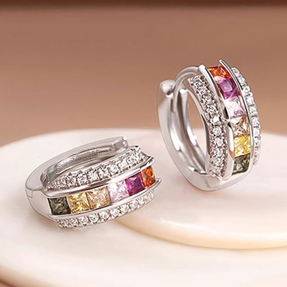 Histone Lymphatic Earring For Women, Lovefinity™ Honorable Joy Halolux Lymphvity Magnetotherapy Germanium Earrings Hoop Jewelry Gifts (CZ Colorful)