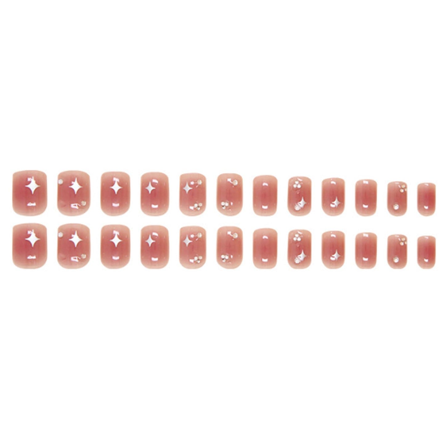 Hkanlre Short Press on Nails Pink Cute Fake Nails Tips Full Cover Square False Crystal Nails for Women 24PCS