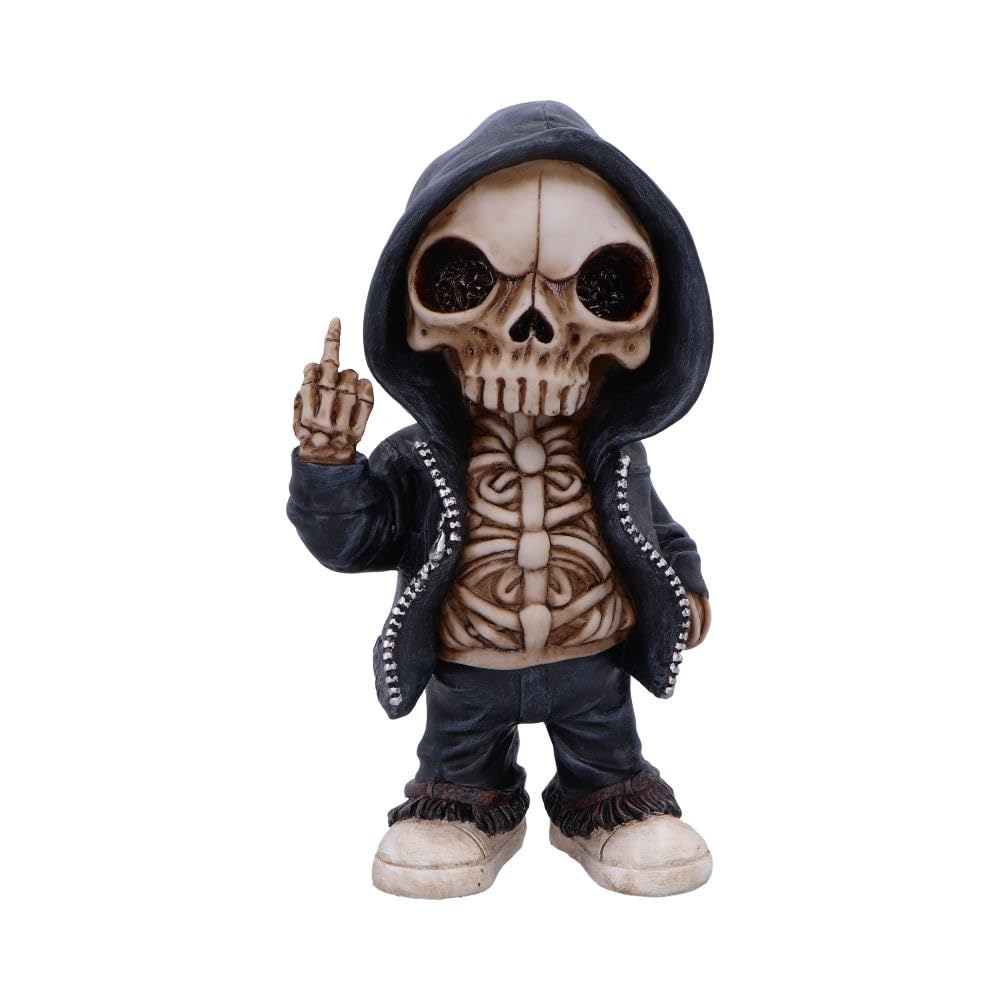 Nemesis Now Skeleton Flipping The Bird Figurine, Edgy Urban Street Art Inspired Decor, Hand-Painted Figure