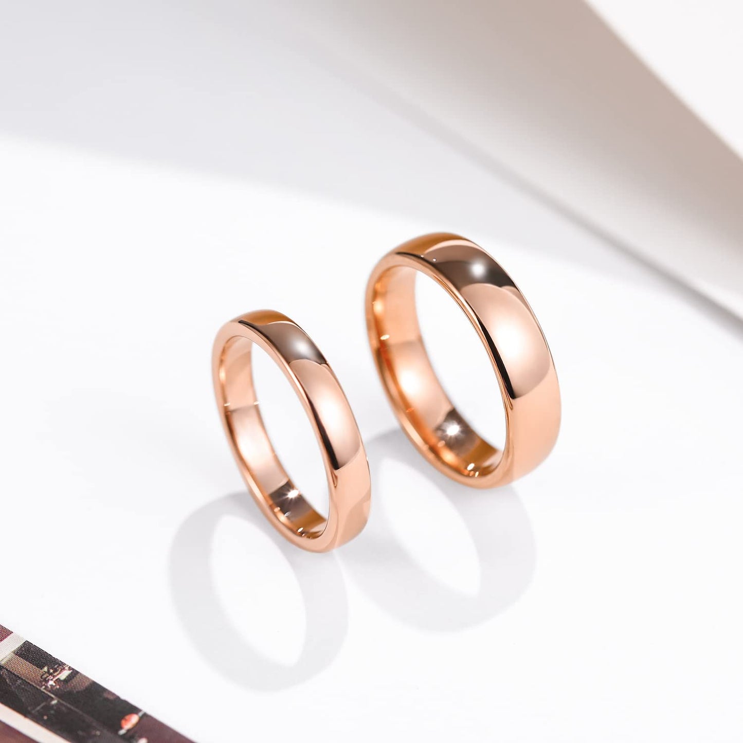 Greenpod 4mm Tungsten Rings for Women High Polished Plain Dome Rose Gold Plated Classic Wedding Band Comfort Fit Size 4