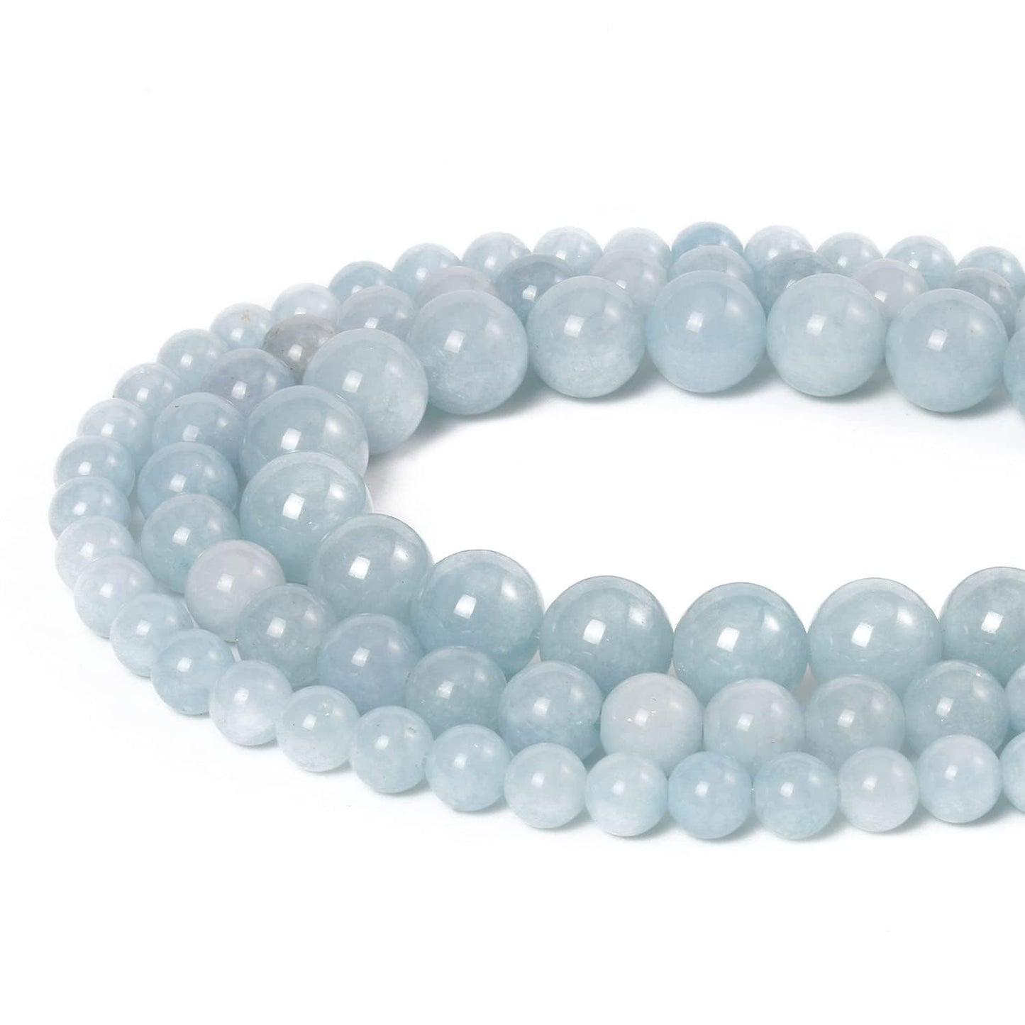 About 45pcs 8mm Natural Stone Beads Aquamarine Beads Crystal Gemstone for Jewelry Making, DIY Bracelet Necklace