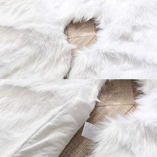 Snowy White Plush Christmas Tree Skirts, 36 inches Luxury Plush Long Haired Faux Fur Xmas Tree Base Cover Mat for Xmas New Year Home Party Decorations (36 inches, Pure White)