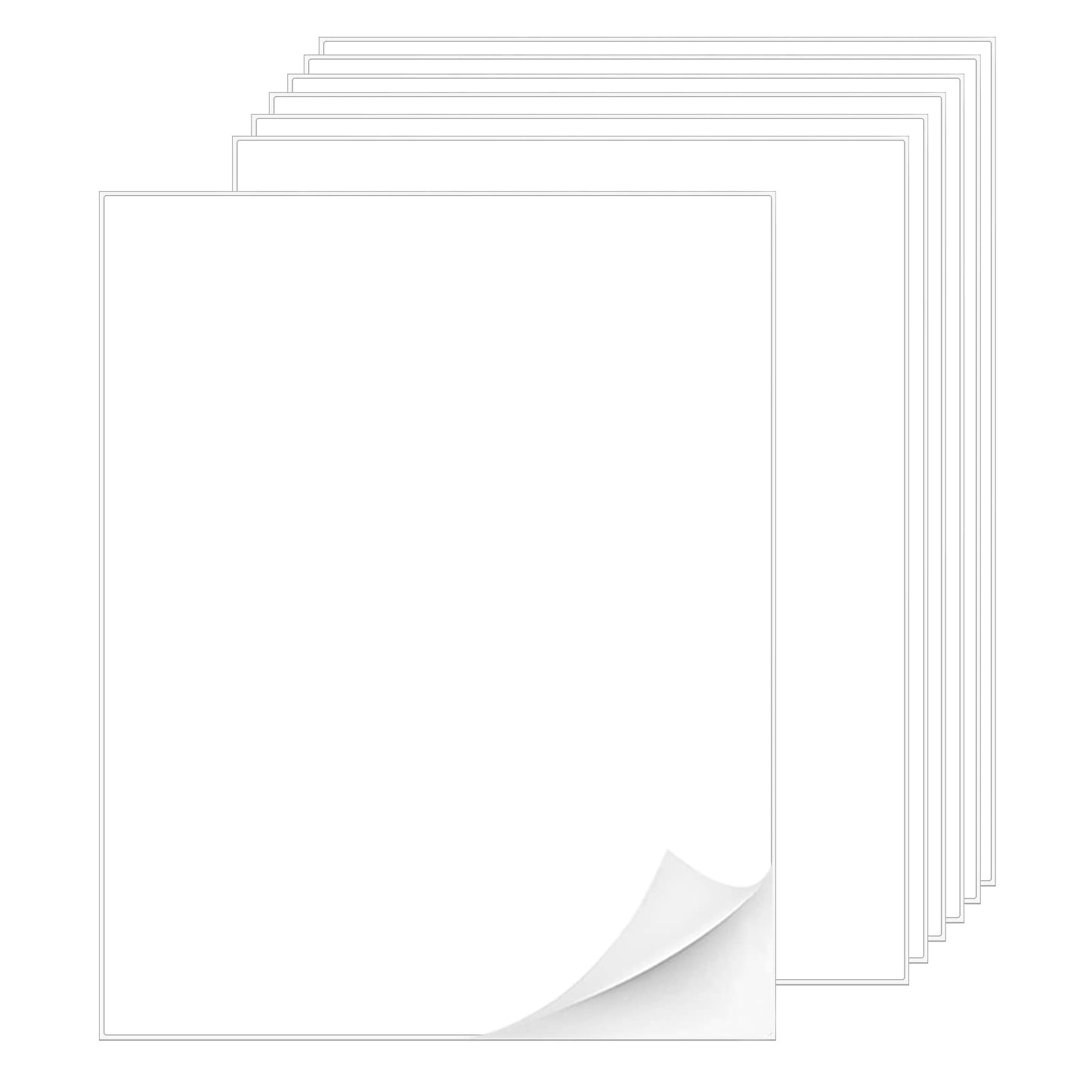 Printable White Sticker Labels, 100 Sheets 8.5" x 11" Full Sheet Label Stickers Paper for Laser & Inkjet Printer - Matte, 100 Labels