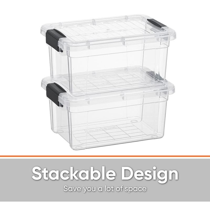 3.4 Quart Clear Plastic Storage Boxes with Lids (4 Count)