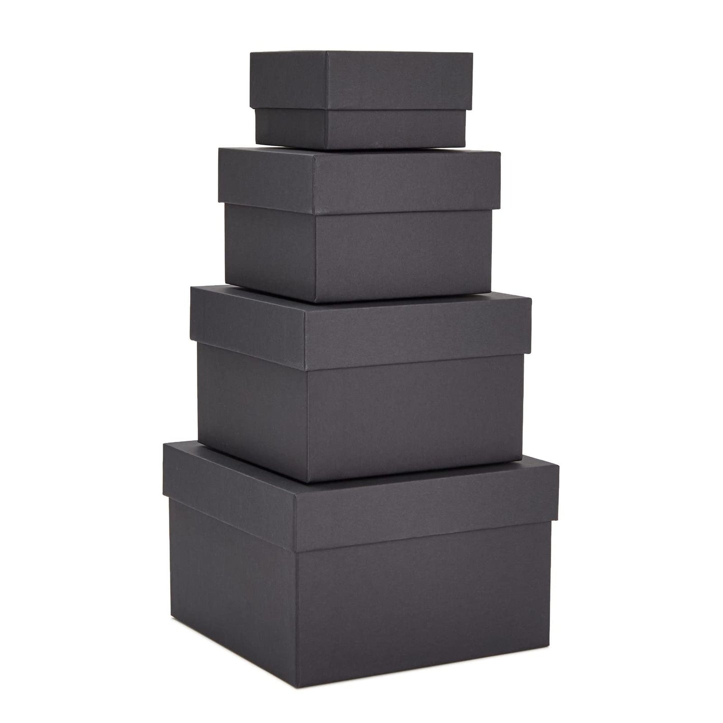 Stockroom Plus 4-Pack Square Nesting Boxes with Lids - Assorted Sizes, 6.5 to 3.5 in - Black - Space-Saving Stacking & Nesting Gift Box Set