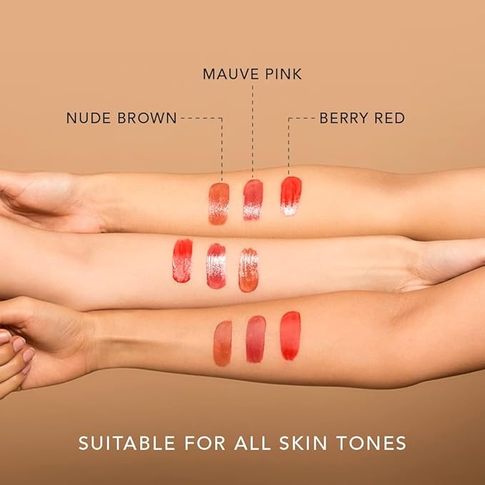 RAS Luxury Oils, Liquid Tinted Lip Glow Oil, Hydrates & Combats Dryness, Soft Lip Balm - Set of 4