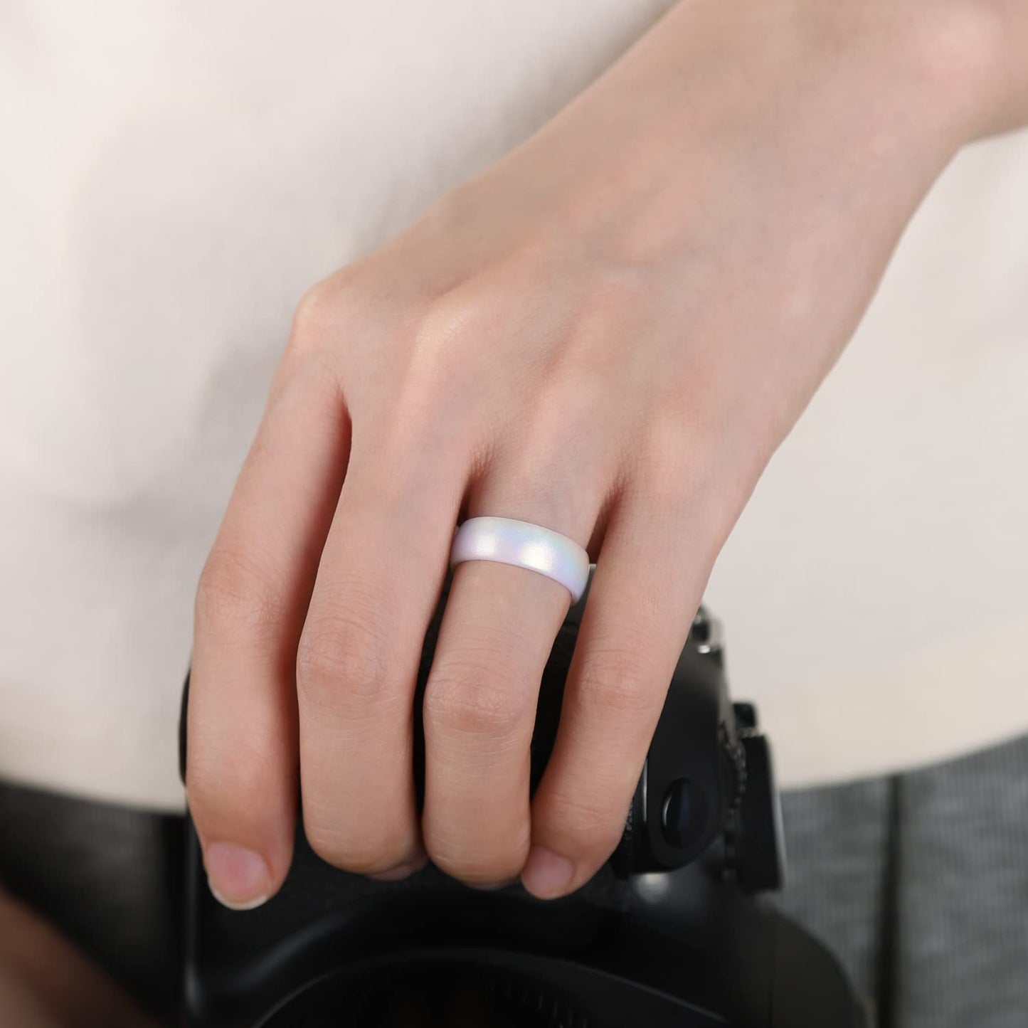 Egnaro Women's Engagement Rings, Silicone Inner Arc Ergonomic Breathable Design with half sizes, Rubber Wedding Band Rings，5.5mm Wide-2mm Thick