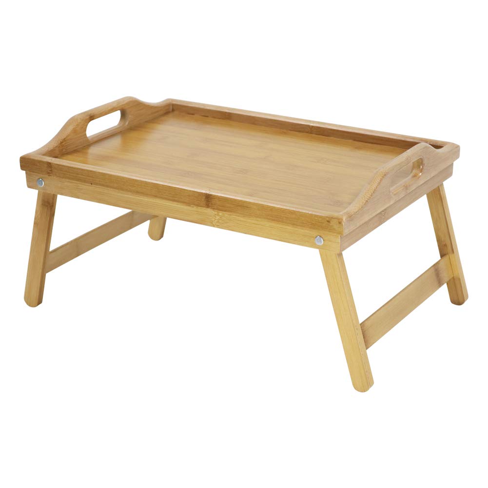 KKTONER Bamboo Bed Table Tray Breakfast Tray with Folding Legs Bed Tray for Eating and Laptop Serving Trays for Bedroom Snack Tray Bed Table Drawing Table (40)