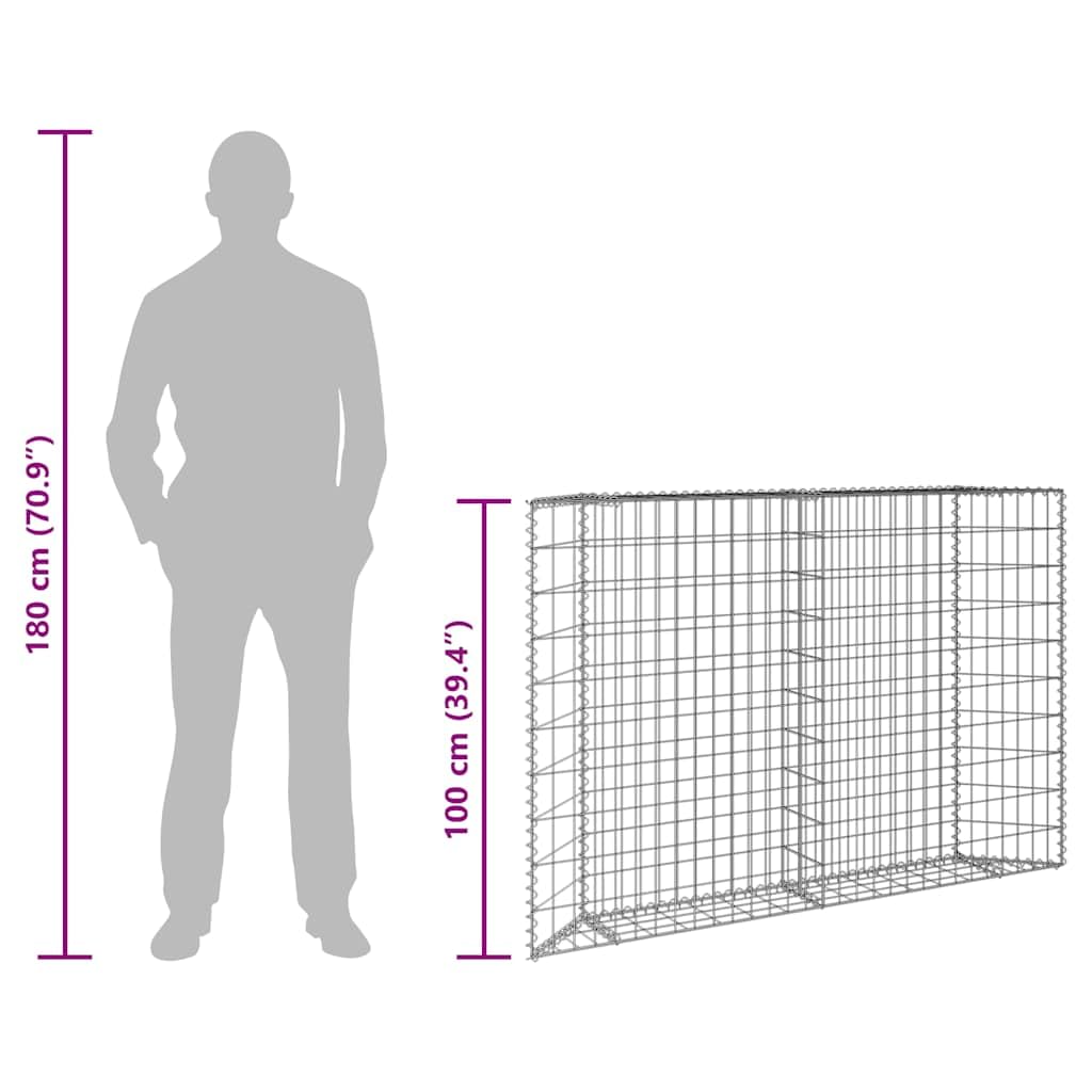 vidaXL Galvanized Steel Gabion Raised Bed - Versatile and Durable Planter for Garden and Patio - Weather- 59.1"x7.9"x39.4" Silver