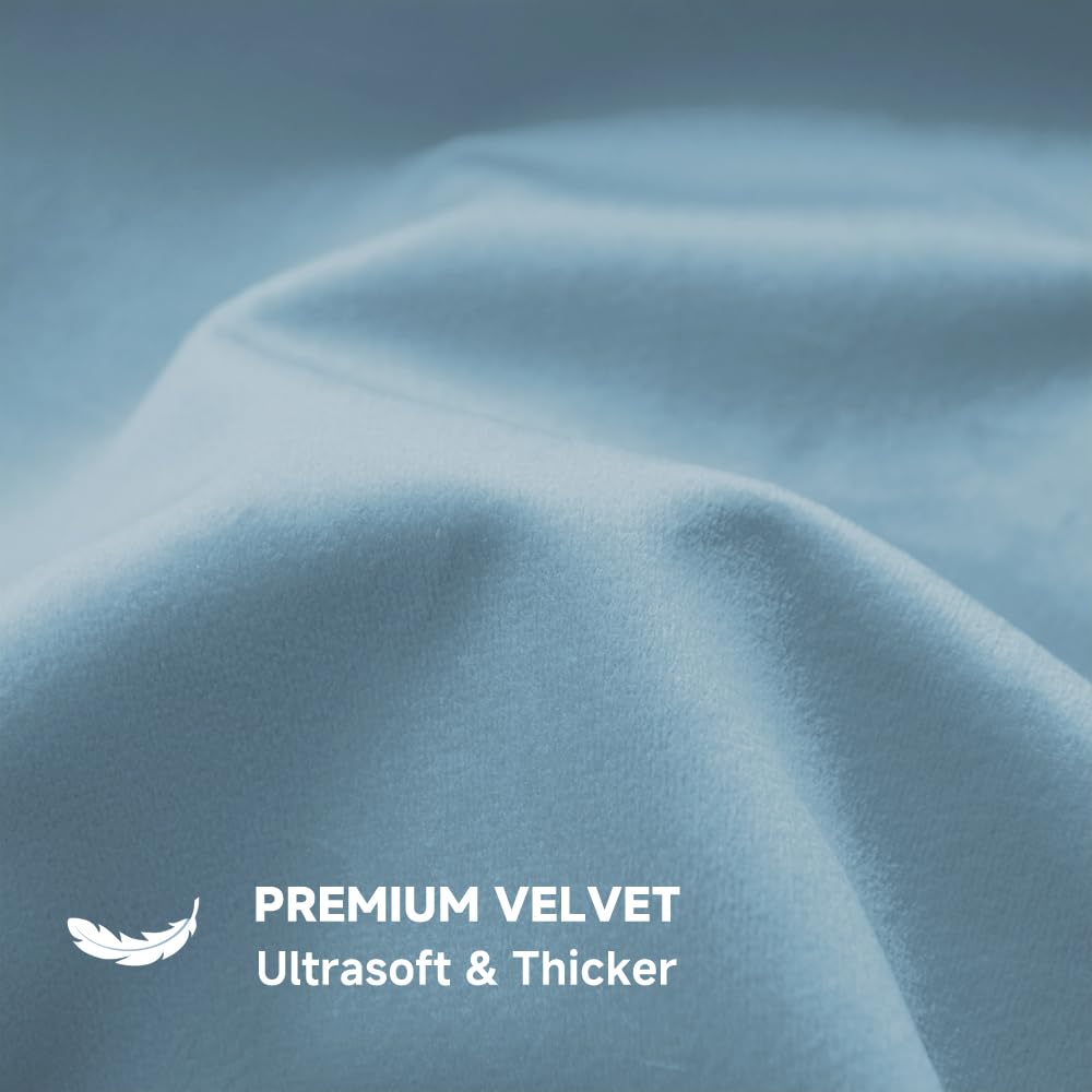 QUORGVES Light Blue Velvet Pillow Covers 24x24 Inch Set of 2, Soft Solid Decorative Square Throw Pillow Covers, Decor Cushion Covers for Bed Sofa Couch Bedroom Living Room - Coastal Sky Baby Blue