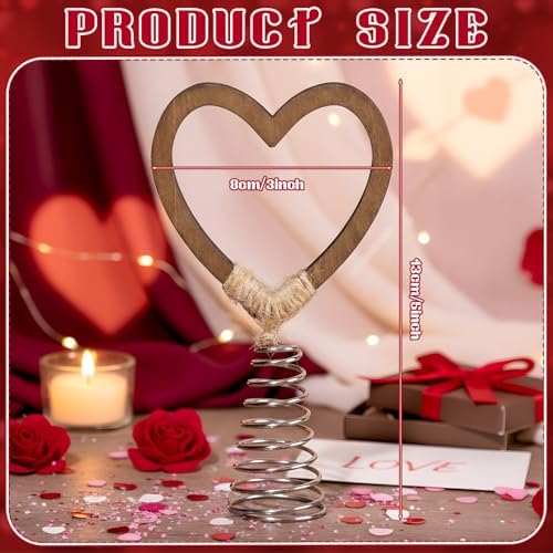 Gejoy 5.5 Inch Mini Wood Valentine's Tree Topper Natural Heart Tree Topper, Farmhouse Rustic Wooden Heart Ornaments for Valentines Day Decoration Couple Gifts