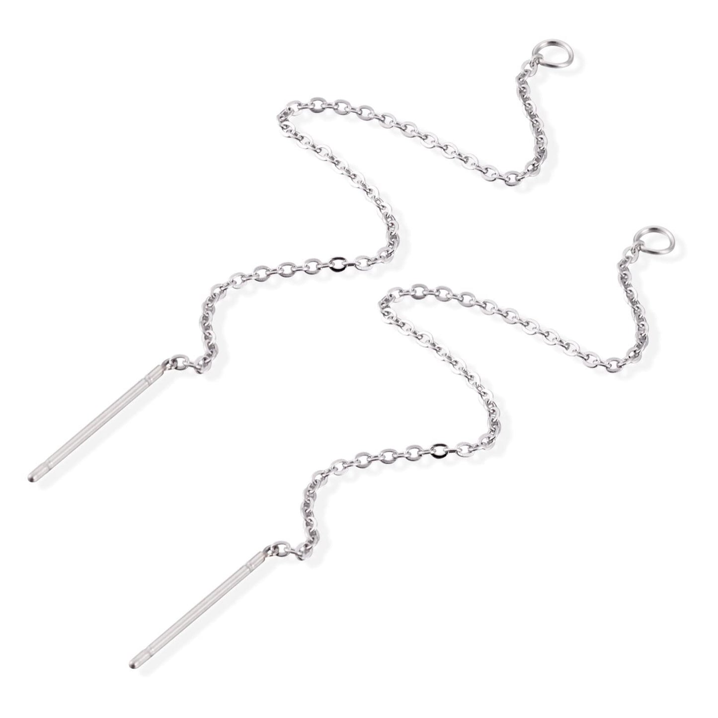 Pandahall 50 Pairs 304 Stainless Steel Long Ear Threads 3.85 Inch Dangle Earrings Thread Long Chain Earrings with Loop for Women Jewelry Earring Making