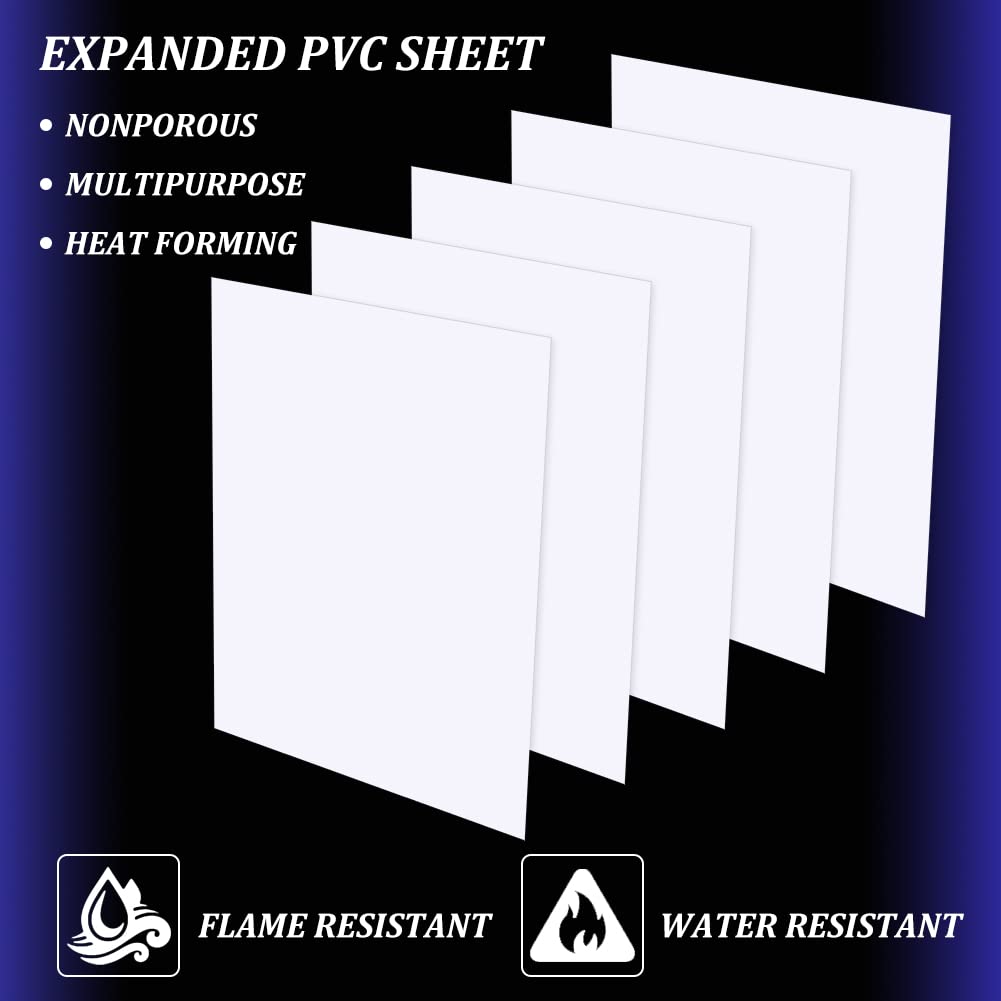 BENECREAT 5 Pcs 1mm PVC Foam Sheet White Plastic Sheet 11.8x15.7 Inch Lightweight Rigid Foam Expanded PVC Sheet for Crafts, DIY Making, Screen Printing and Art Display