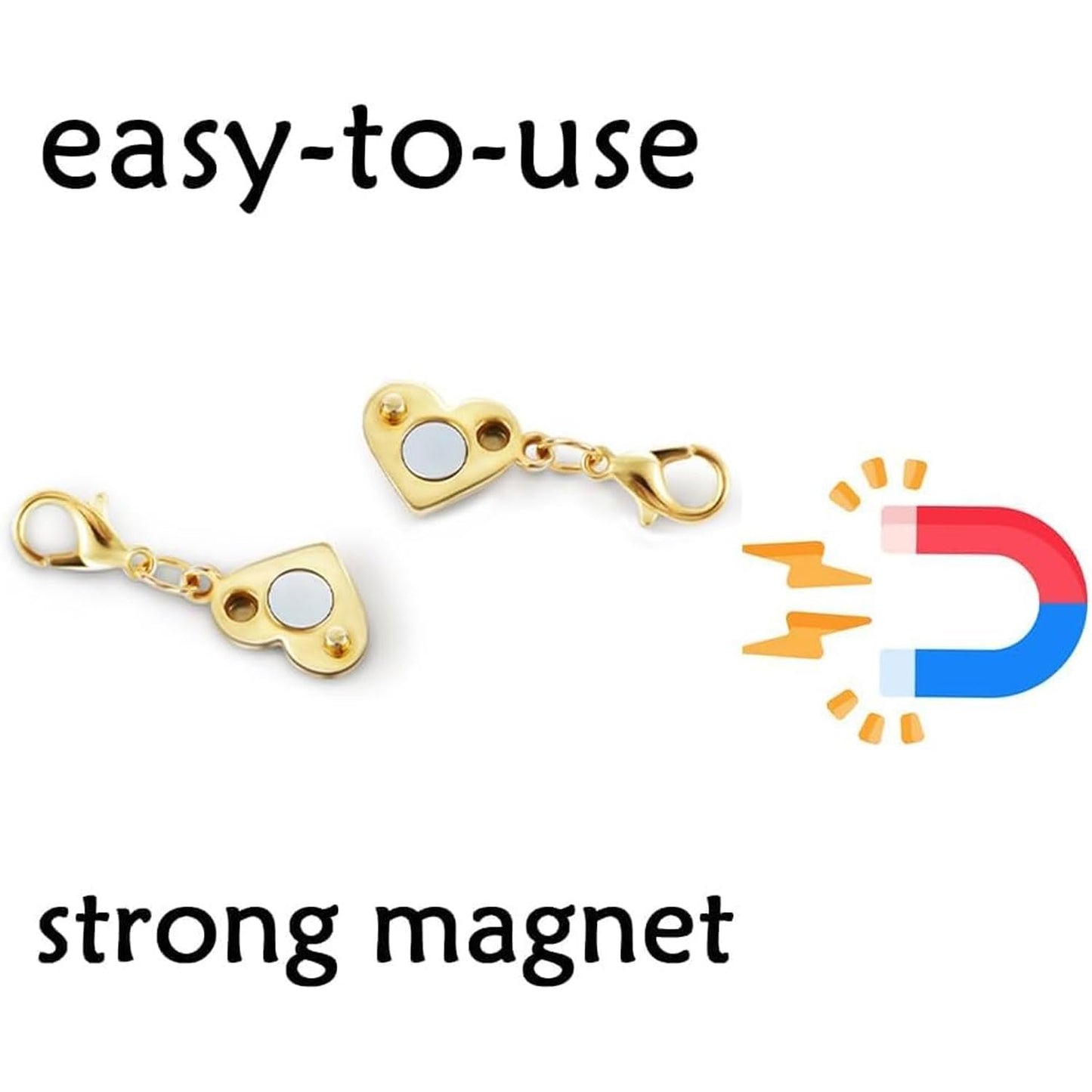 Magnetic Clasp Converter, Heart Design Lobster Clasps for Necklaces and Bracelets, Gold and Silver (3pcs Silvery)