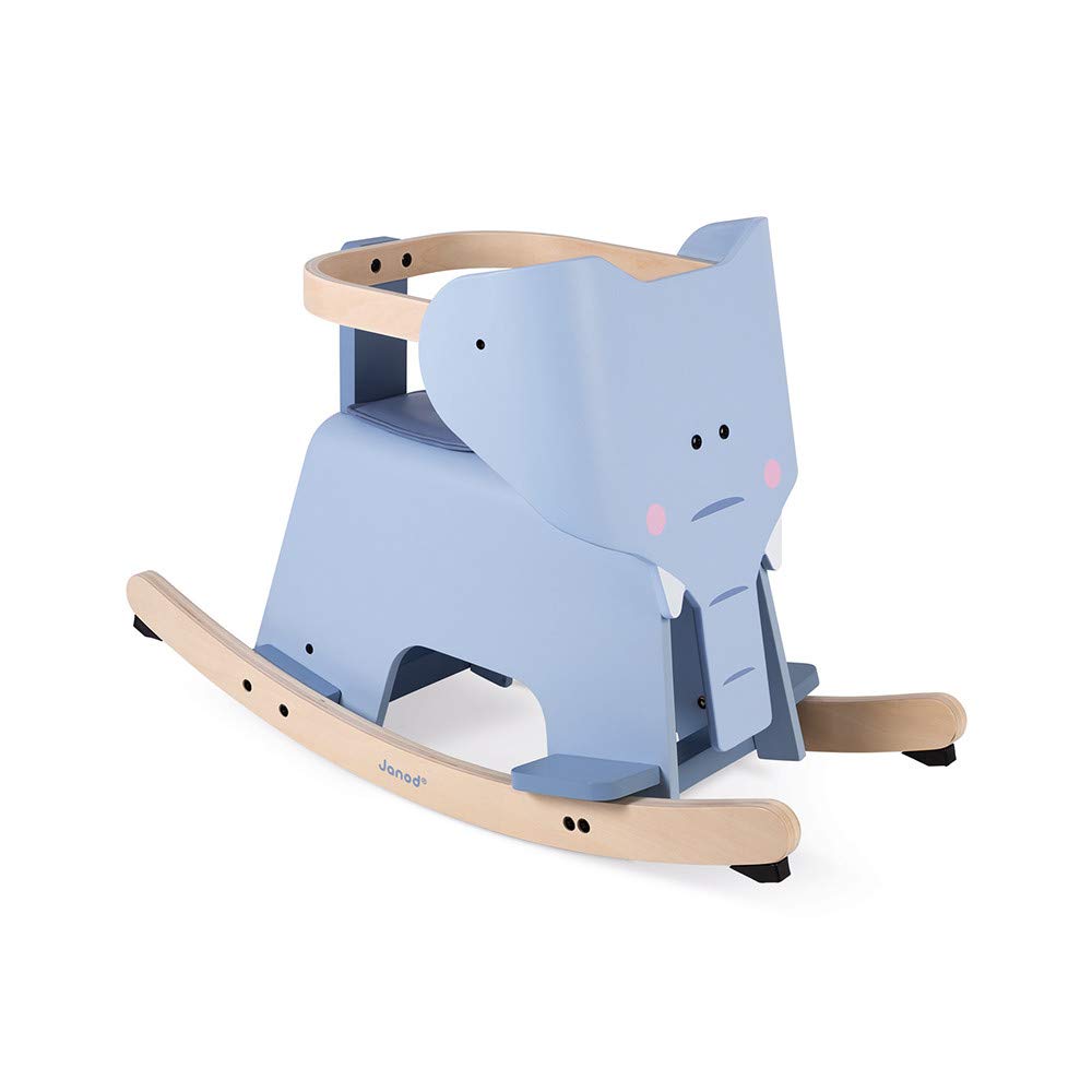 Janod Rocking Elephant – Classic Wood Rocker Ride-On Toy - Ages 1+ - J08024