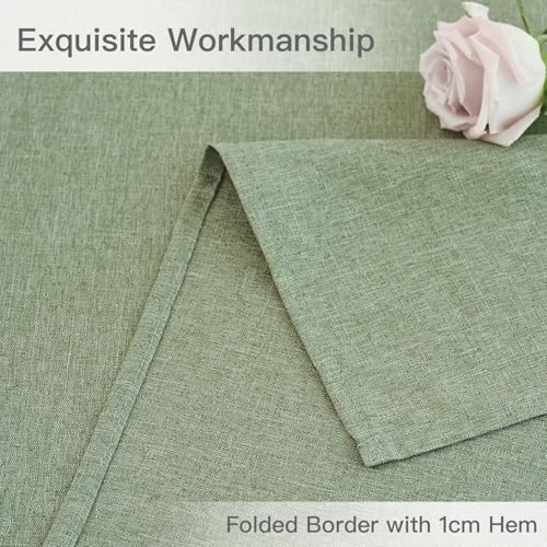 maxmill Rectangle Linen Texture Tablecloth Stain Proof Waterproof Wrinkle Free Washable Dining Table Cloth Wipeable Fabric Dining Room Table Cover Farmhouse Tablecloths, 60 x 120 Inch, Sage Green - color: Sage Green, size: 120" x 60" (Rectangular)