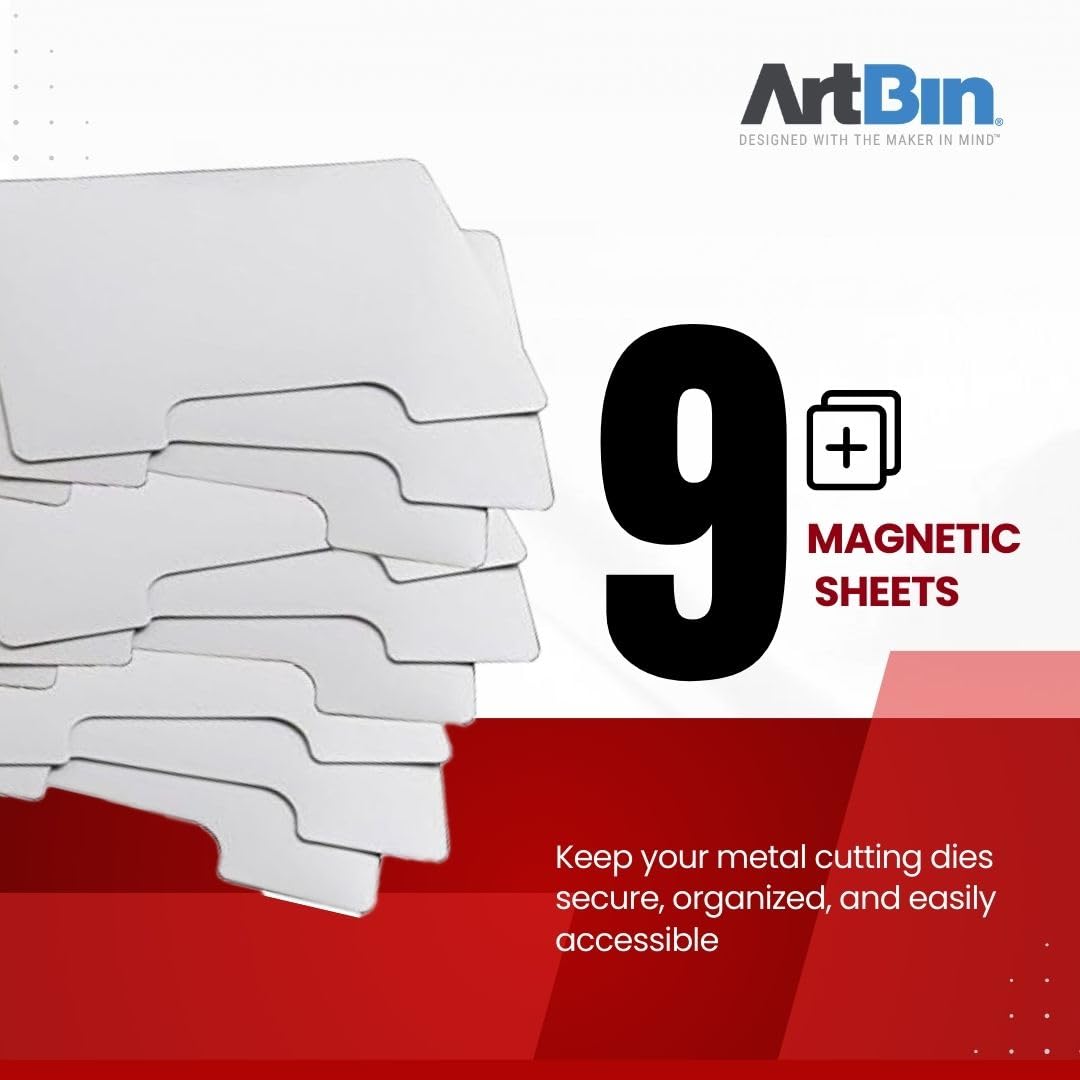 ArtBin 6979AA Magnetic Die Sheet Set 9-Pack, Die Organizers, Magnetic Organizer Sheets, 3 Sheets [2-Pack], White