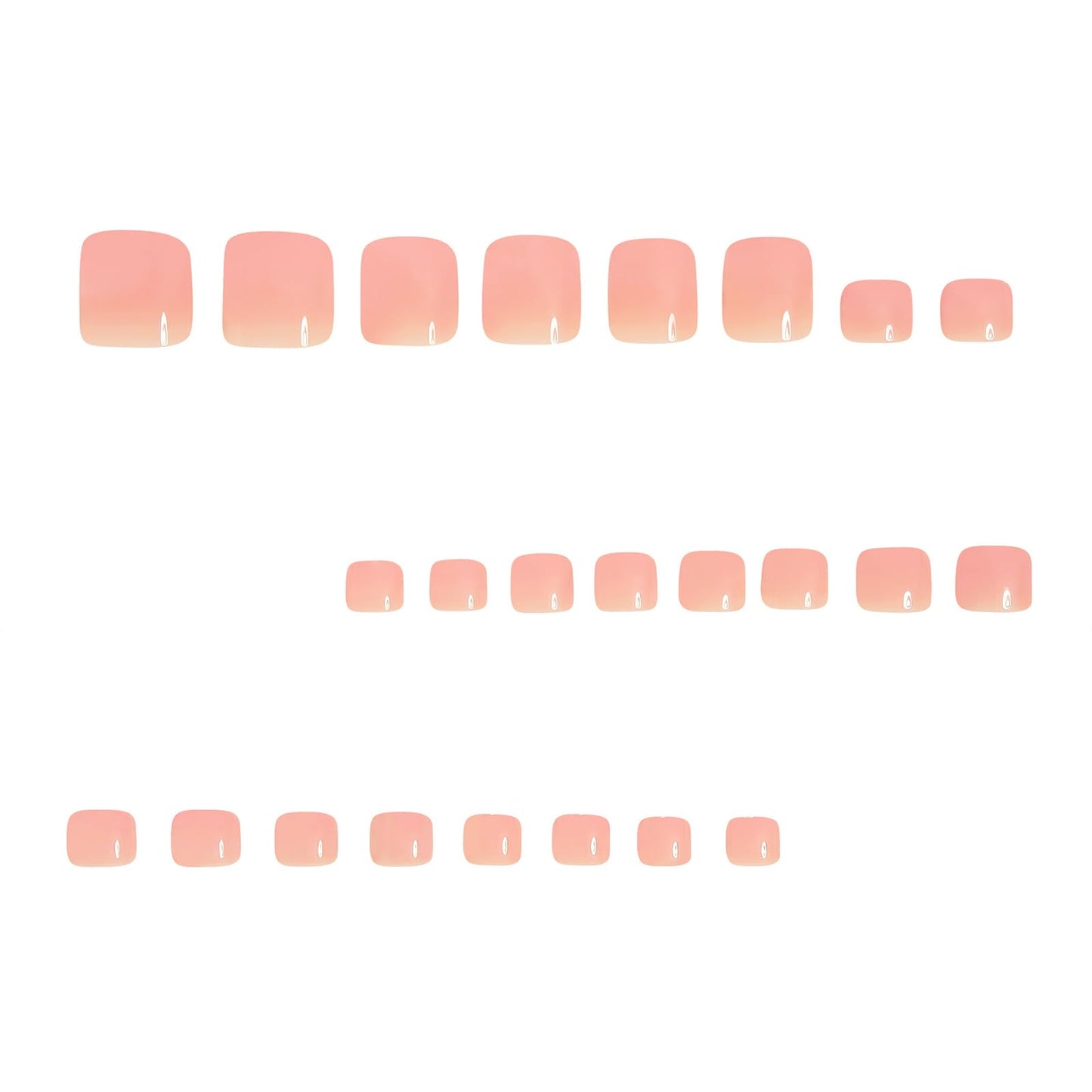 IMRAIN Summer Press on Toenails Short Square Fake Toe Nails Pink Nude Gradient Glue on Toe Nails Full Cover Glossy Acrylic False Toenails Decorations for Women Girls 24Pcs