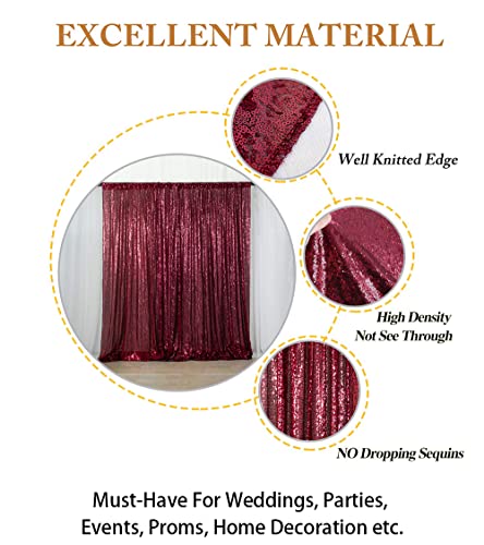 ShinyBeauty Burgundy Sequin Backdrop 5FTx7FT, Polyester, for Photography, Wedding, Baby Shower Backdrop Drapes, Happy Birthday - color: Burgundy, size: 5FTx7FT