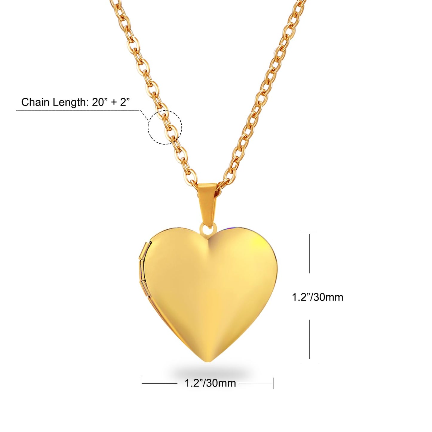 PHOCKSIN Glossy Gold Heart Lockets Personalized Locket Necklace for Women Custom Photo Picture Locket with Text & Symbols Engraved Customized Gifts