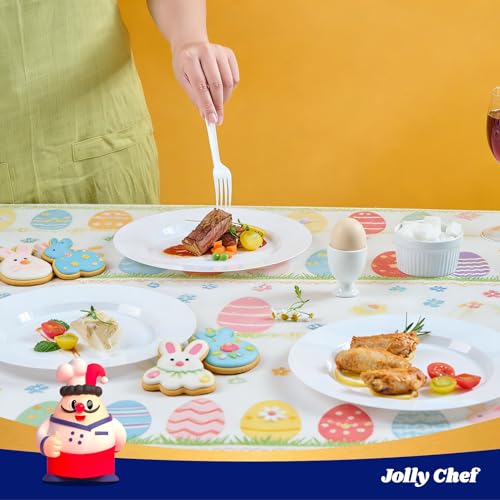 JOLLY CHEF 100 Pieces White Plastic Plates-10 Inch Elegant Disposable Plastic Plate, Disposable White for Weddings,Parties,Christmas,Birthdays and Events - style: White-100