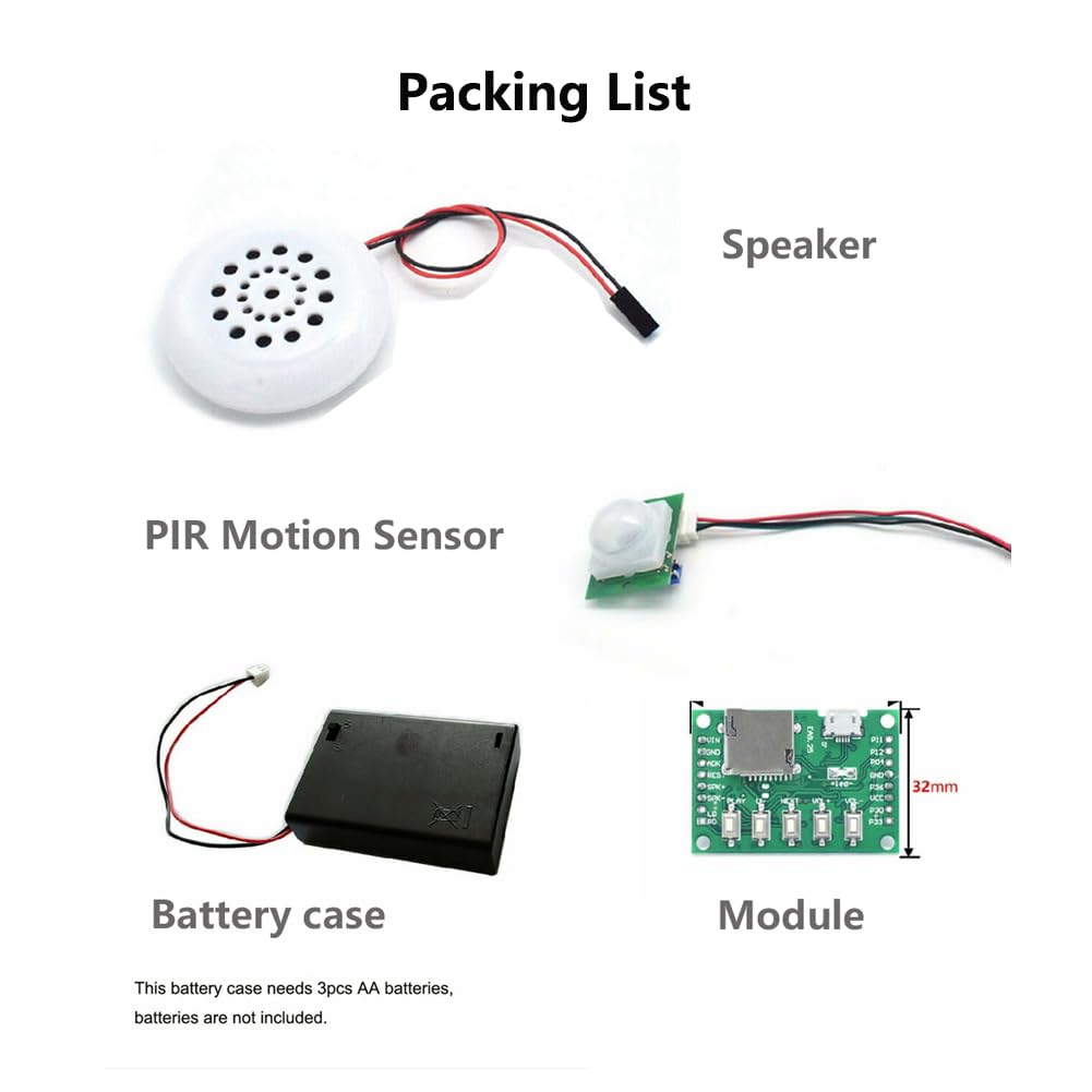 Stemedu MP3 Playback Kit Music Voice Recording Module DIY Welcomer Sound Recording Board with Speaker and PIR Infrared Sensor, Support USB Download and TF Card