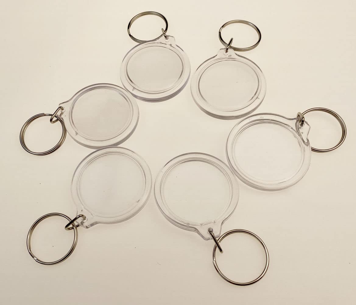 ASTRQLE 25 Pack Clear Blank Acrylic Photo Insert Picture Frame Keyring Key Chains Keychains Insert Personalised Custom Keychains with Split Ring for Family & Friends Gifts DIY Craft