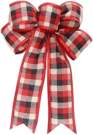 Ochine Christmas Tree Topper Hat Holiday Decoration Classic Black and White Checkered Derby Top Hat with Large Bow Decor Collapsible Xmas Hat Party Supplies Ornaments Home Decorations