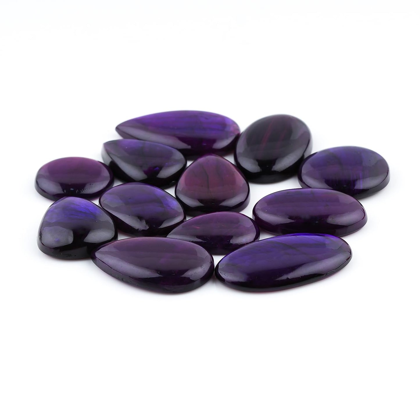 GEMKORA 3PCS Purple Labradorite Mix Gemstones Cabochons, Jewelry Making Loose Stones, Polished Gems, DIY, Wire Wrapping, Healing Crystals, Bulk Gemstone Deal (30-40mm)