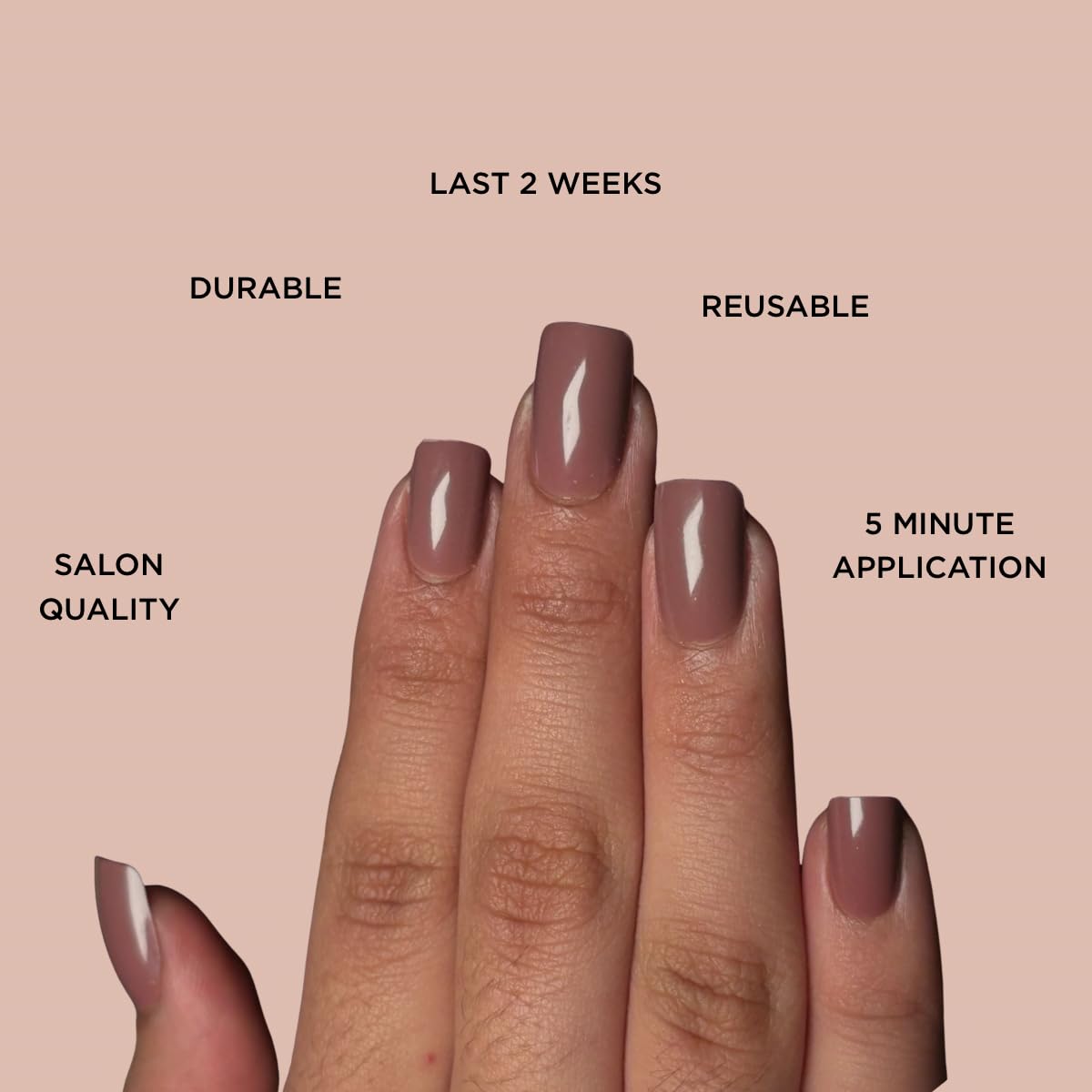 COFFEE DATE Press-On Nails by Lavaa Beauty | Medium Square | Glossy Brown Nude Nails