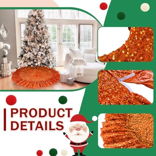 Fall Tree Skirt 45 Inch Orange Christmas Tree Skirt Ruffle