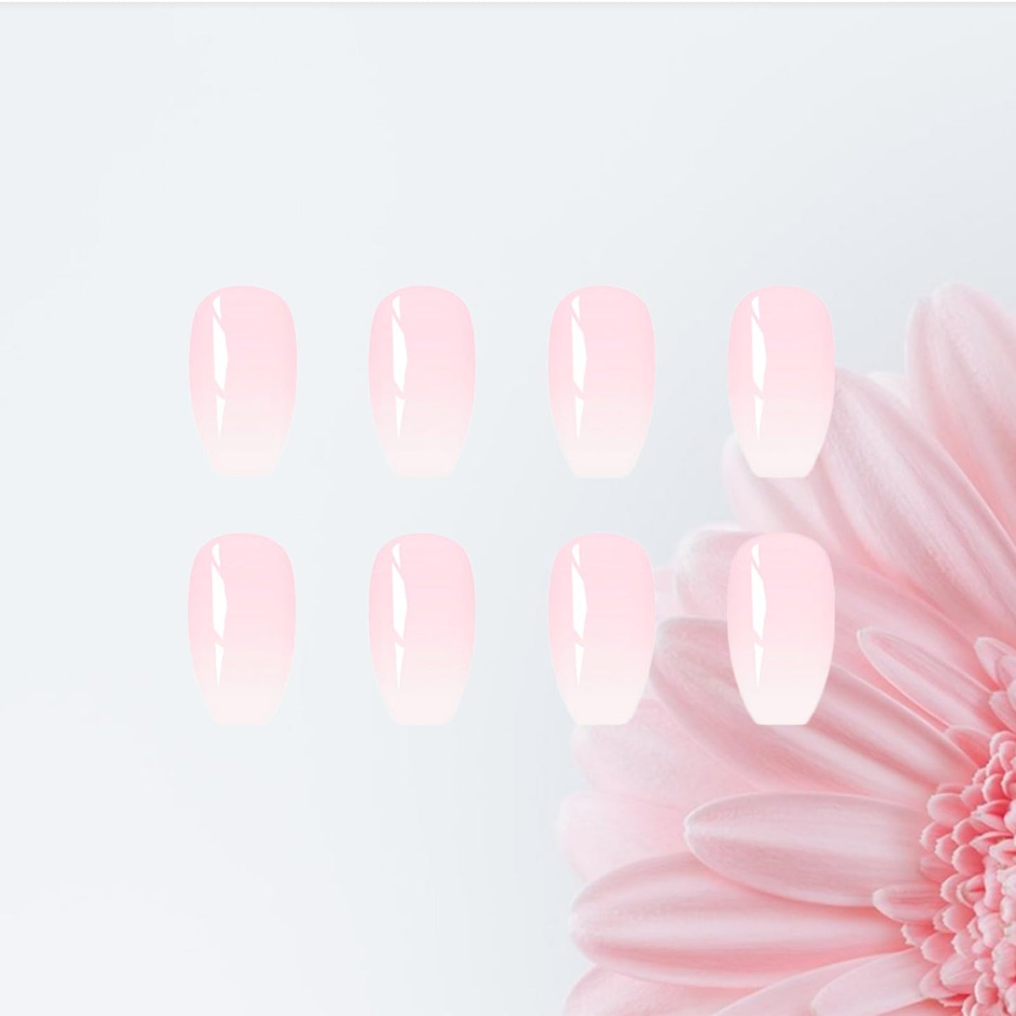 24Pcs Pink Gradient Press on Nails White Ombre Acrylic Full Cover Fake Nails Glossy Elegant Medium Coffin False Nail Lovely Gel Glue on Fingernails Simple Stick on Nail for Holiday Manicure Art