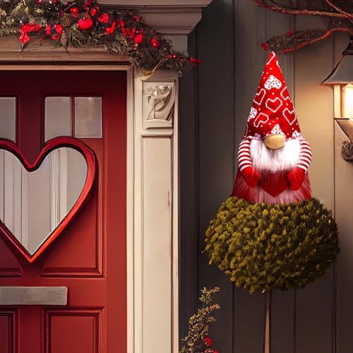 MiniInflat Valentine's Day Gnome Tree Topper with Top Hat Tree Topper Gnome Tomte Ornament Treetop for Valentine's Day Wedding Holiday Party Supplies Home Decorative Party Gift