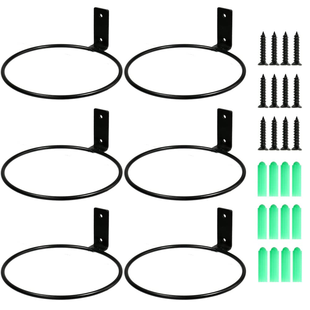 Sivya 6 Pack 6in Flower Pot Holder Ring Wall Mounted Metal Planter Hooks Hangers (6, 6")