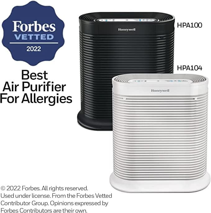 Honeywell AllergenPlus HEPA Air Purifier, Airborne Allergen Reducer for Medium Rooms, Reduces Allergens, Smoke, Wildfire Smoke, Pollen, Pet Dander and More, White, HPA104