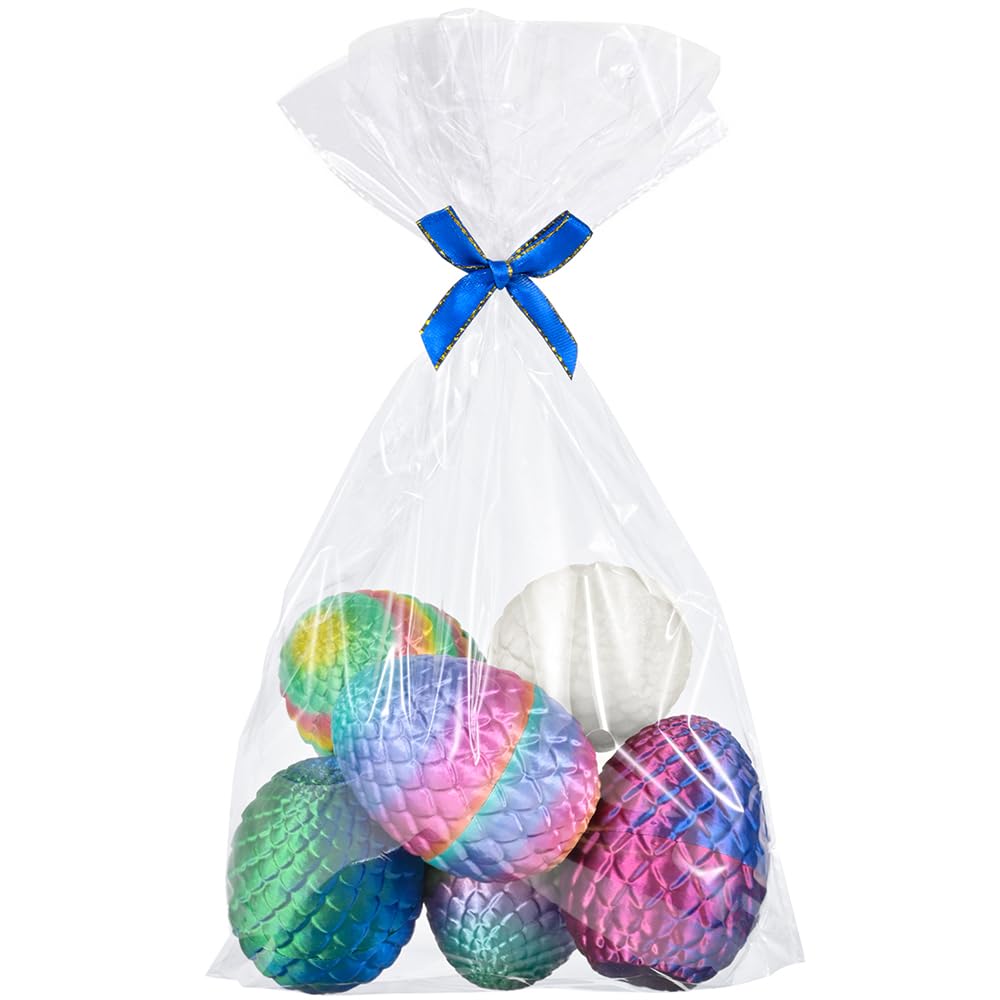 6PCS 3D Printed Dragon Eggs with Dragon Inside, Easter Basket Stuffers Mini Mystery Crystal Egg Fidget Toy, Surprise 3D Printed Animals Toy