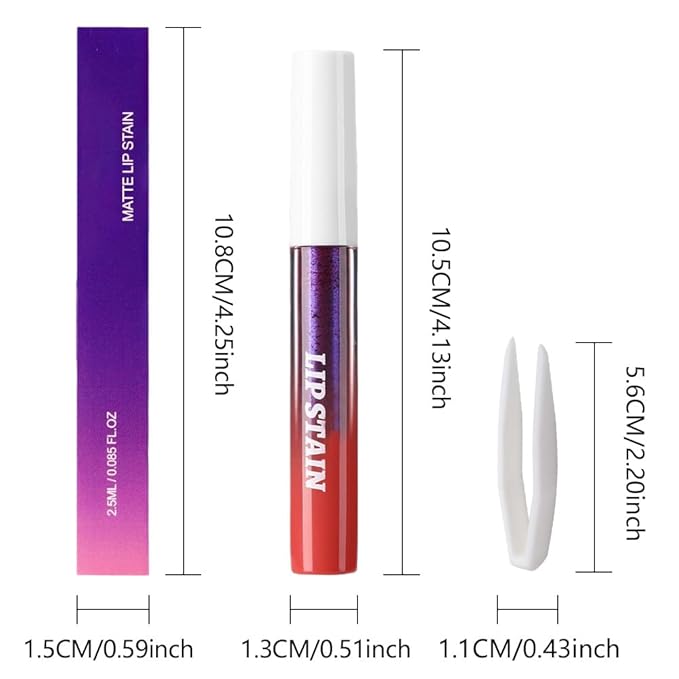 evpct Deep Mauve Red Peel Off Lip Stain Tints with Tweezer, Matte Liquid Lipstick Lip Stain Long Lasting Waterproof for Women, Non-stick Cup Lipstick Peel Off High Pigmented Smudge-proof Easy to Apply