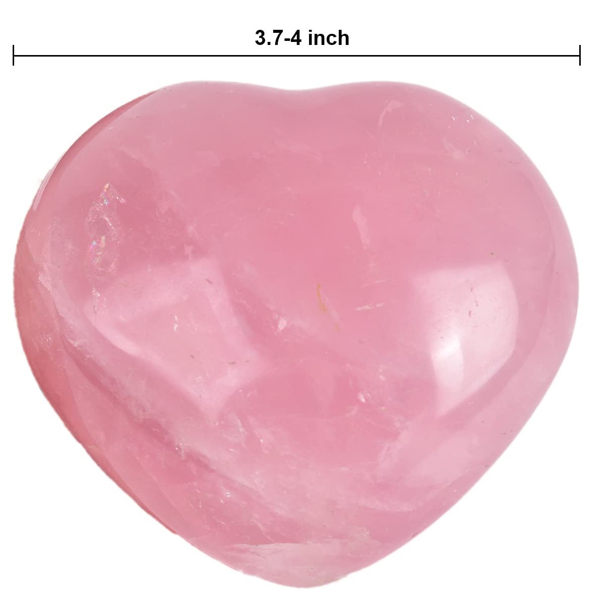 JIC Gem Large Heart Shaped Rose Quartz Crystal Healing Stone Pocket Palm Worry Stone with Display Stand Chakra Reiki Balancing 3.7"-4"