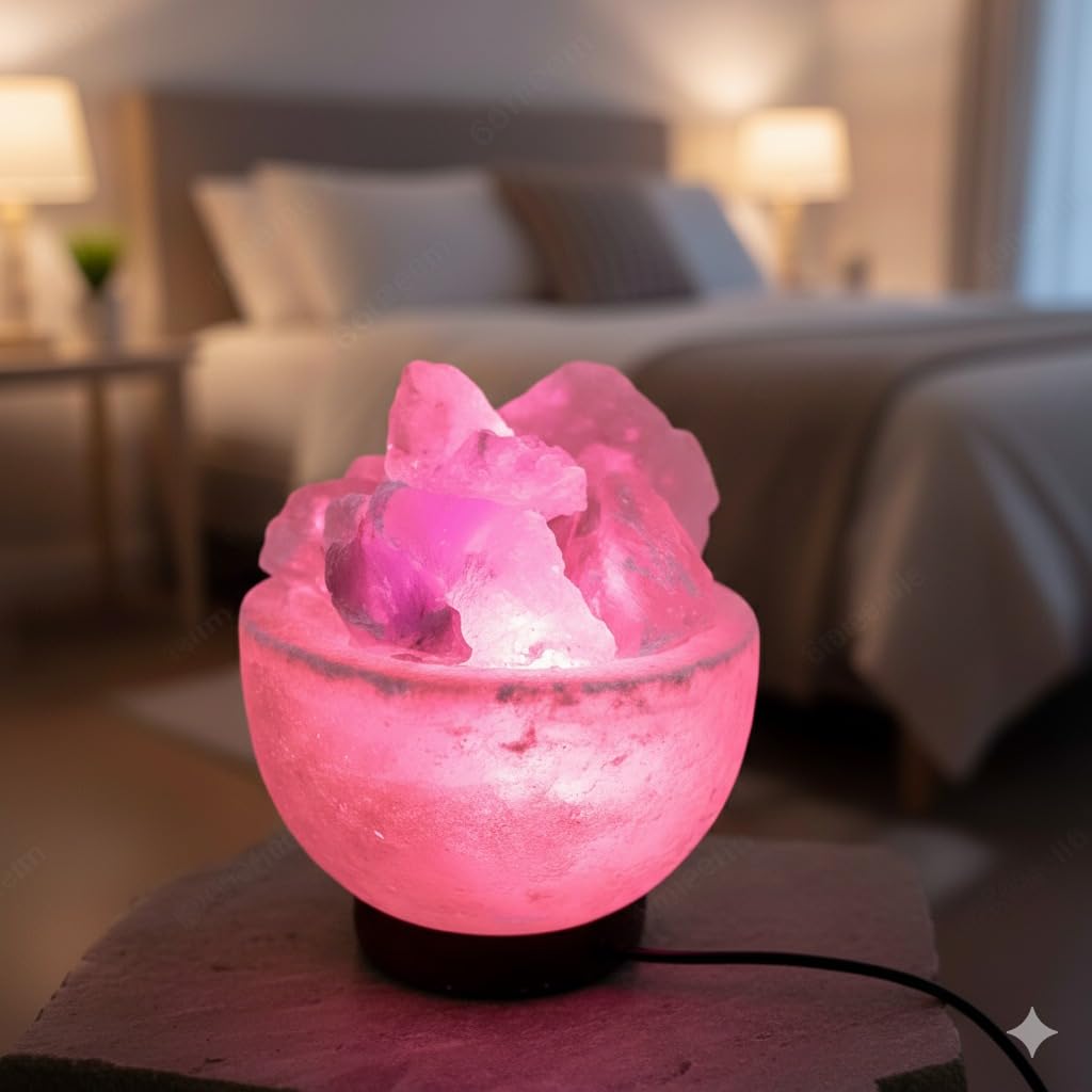 NatureBoost Himalayan Salt Lamp, USB Powered, Night Light Color Changing Lamp,Unique Gift Idea (Bowlnew)