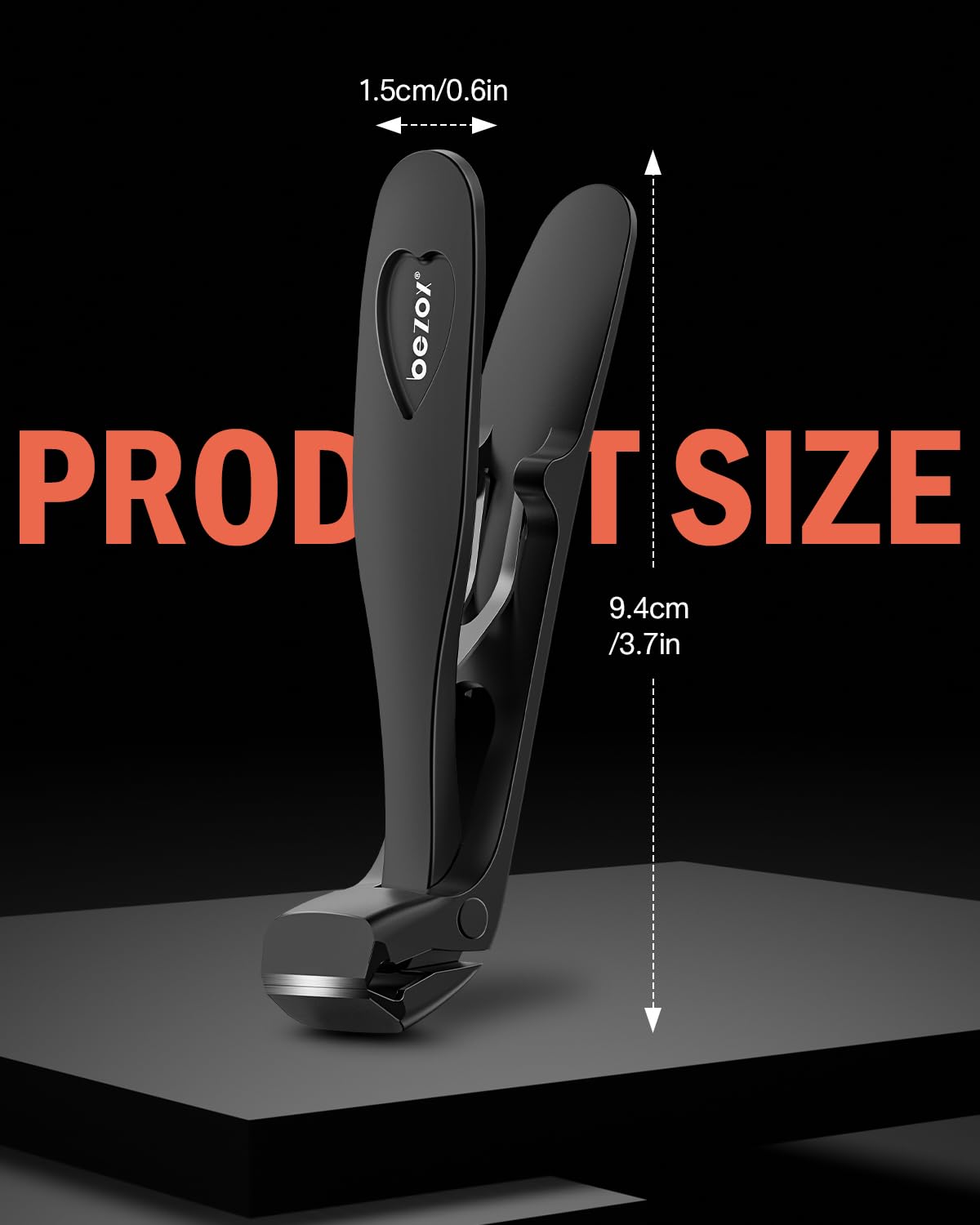 BEZOX Angled Head Toe Nail Clippers for Thick Nails – Straight Blade Toenails Clipper for Seniors, Ergonomic Nail Cutters with Catcher, Heavy-Duty Nail Trimmer - Black