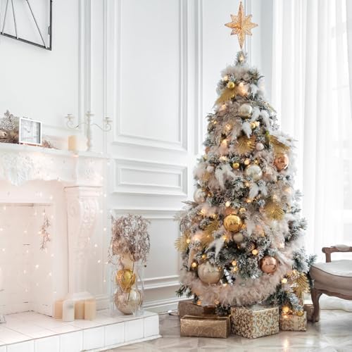 Noiclub Christmas Tree Topper Gold Glitter Star for 6-8FT Christmas Trees